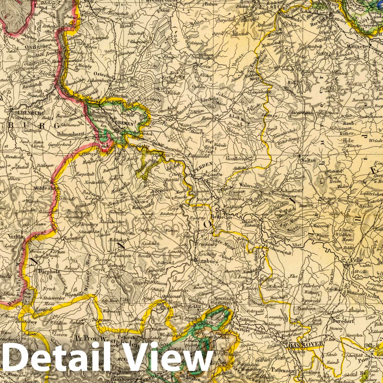 Northwestern Germany and Oldenburg - Railroad Map, 1865