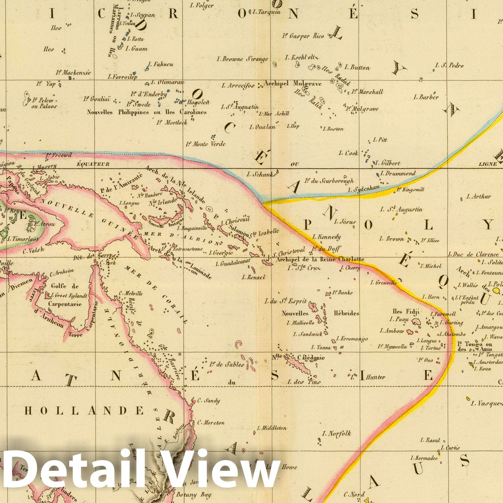 Oceania - River Map, 1837 - Hand-Colored Historical Map Print