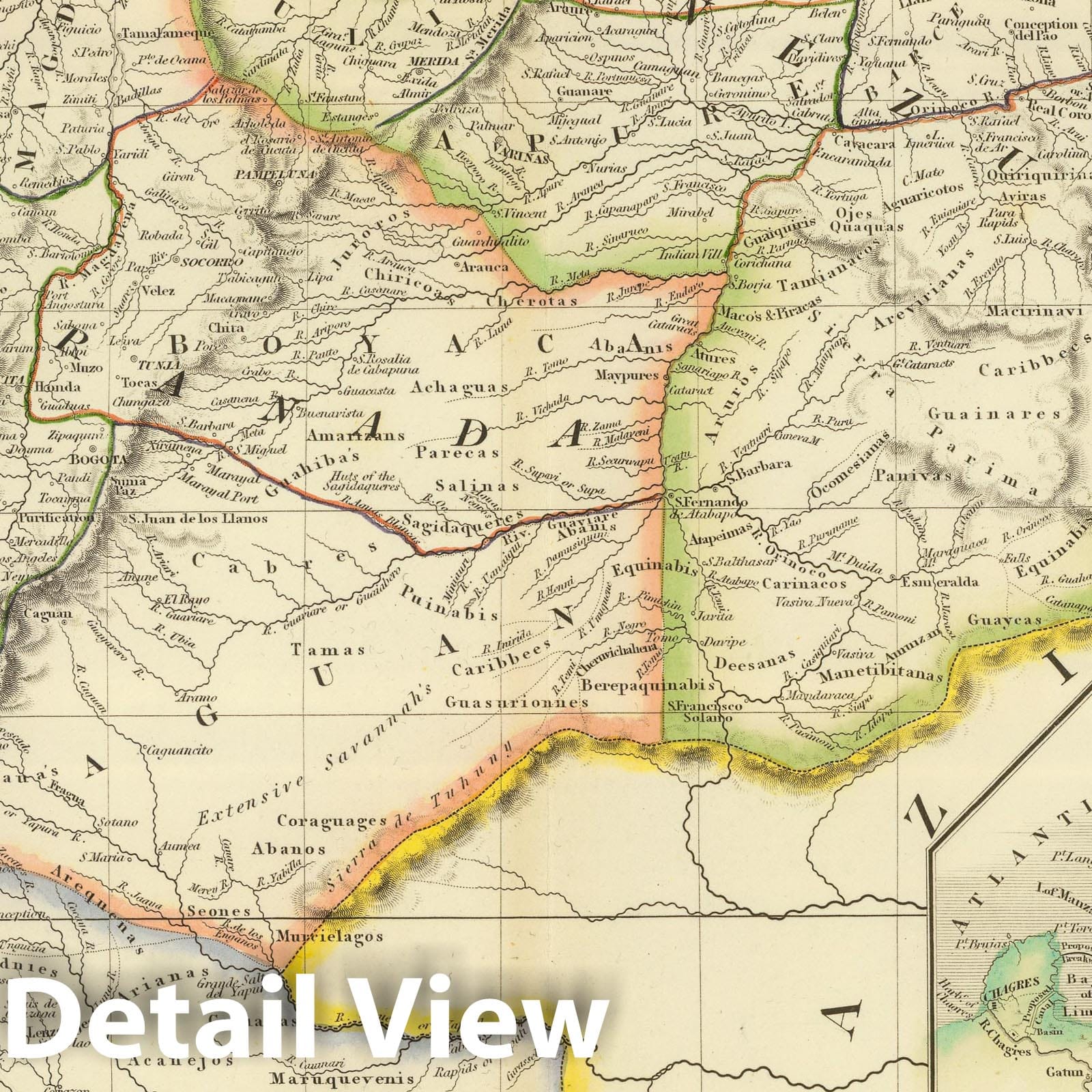 Colombia and Venezuela - Railroad Map, 1844 - Historical Map Print