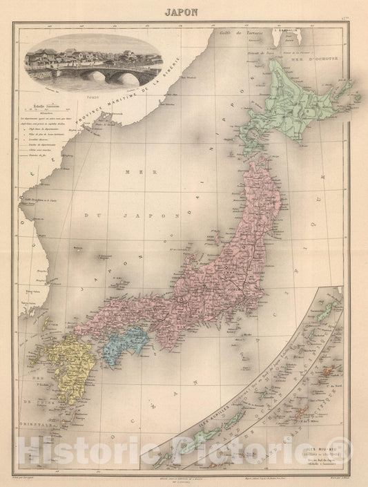 Historic Map : Japan, 1892 Japon. , Vintage Wall Art