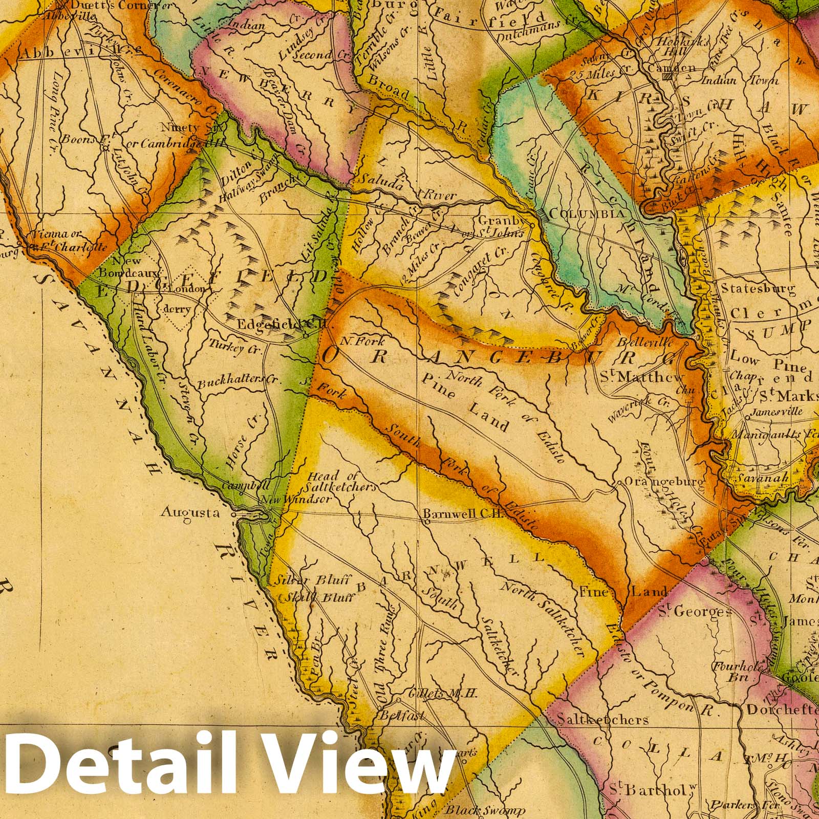 South Carolina - Road Map, 1822 - Historical Map Print