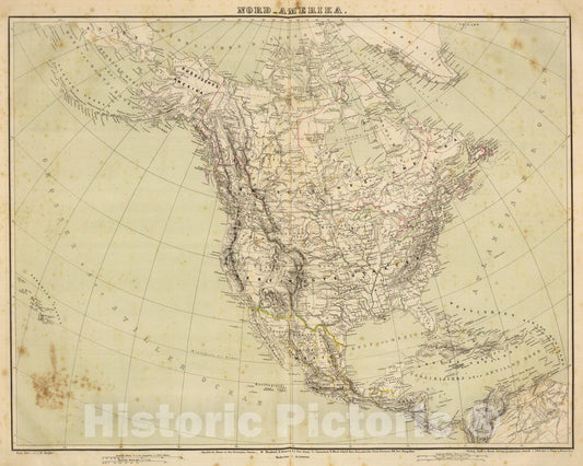 Historic Map : 1864 Nord-Amerika. - Vintage Wall Art