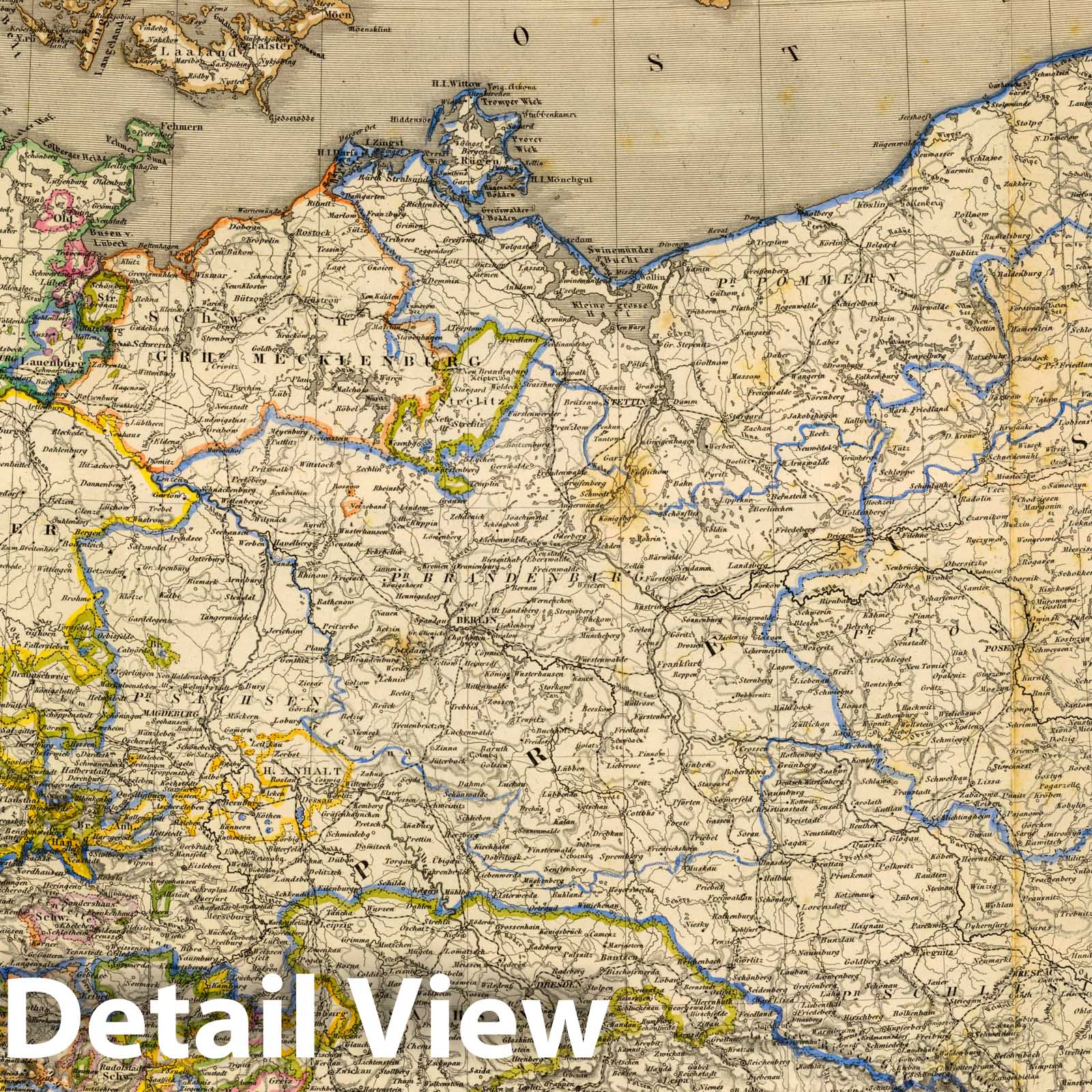 Northern and Central Germany with Denmark - Railroad Map, 1865