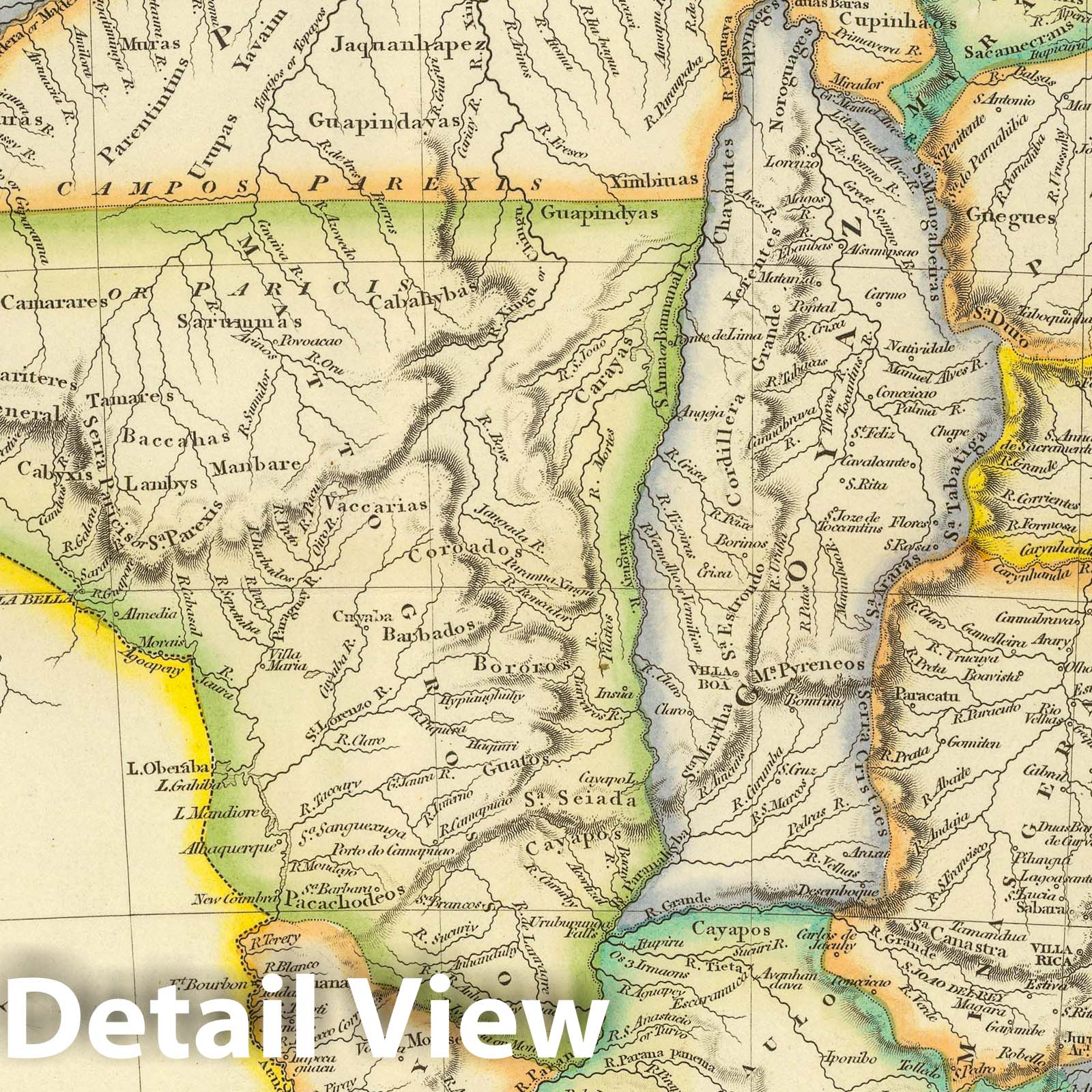 Brazil - Railroad Map, 1844 - Historical Map Reproduction