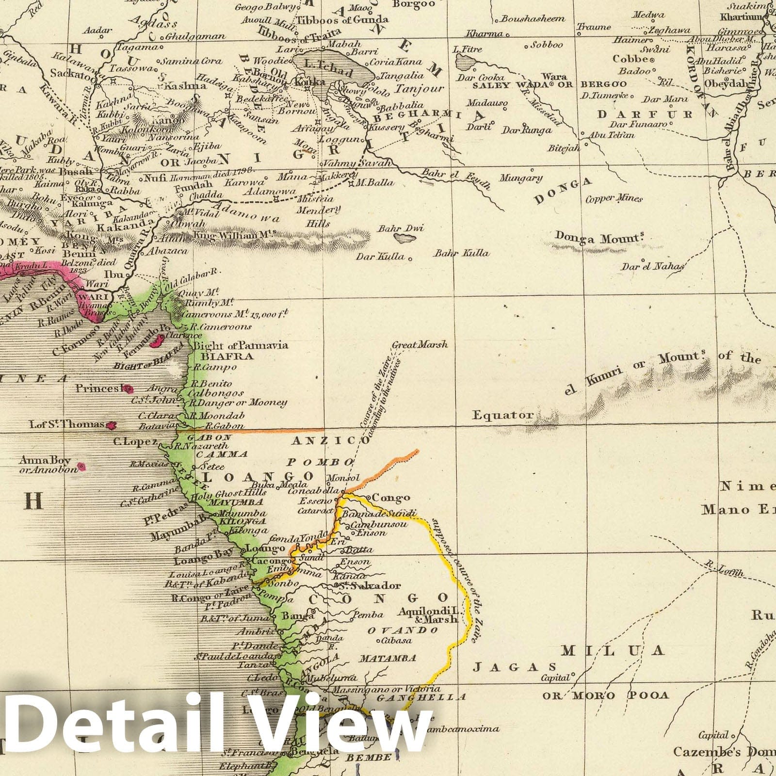 Africa - Road Map, 1844 - Historical Map Print