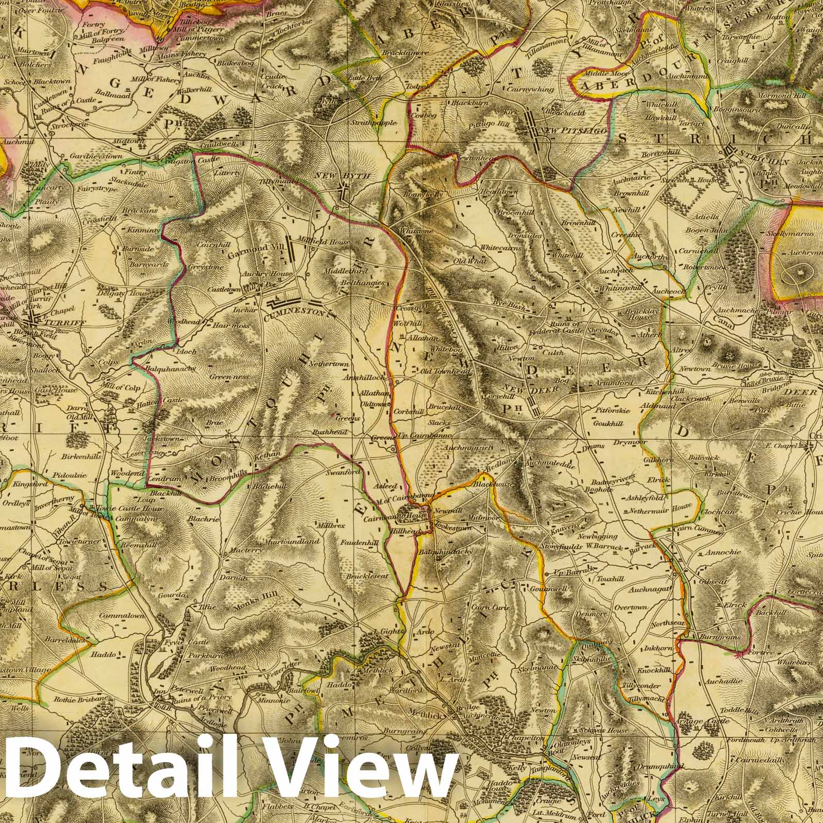 Aberdeen and Banff, Scotland - Road Map, 1832 - Historical Map Print