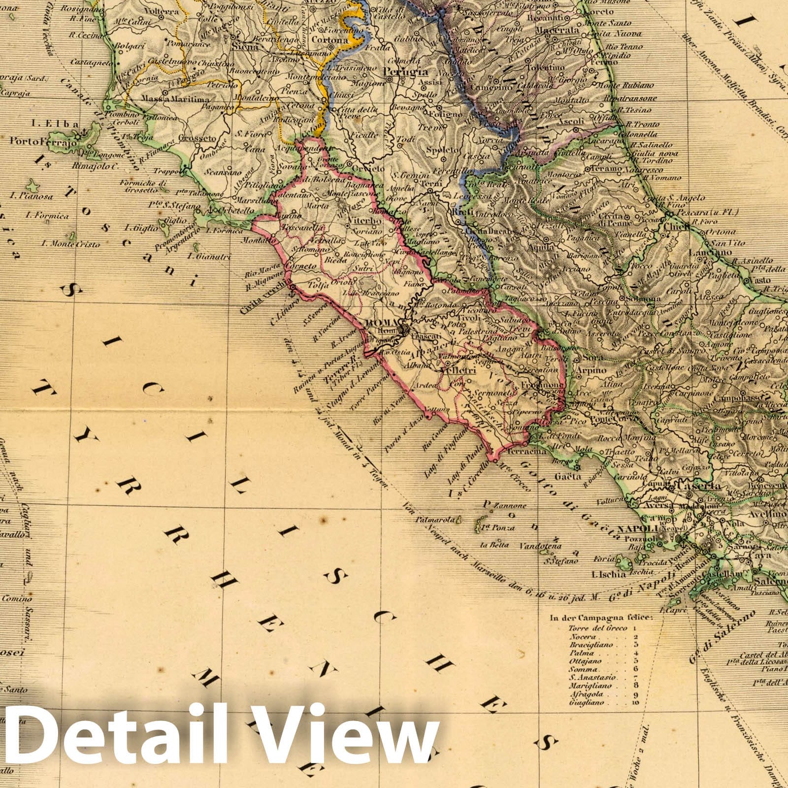 Italy with insets Malta and Rome region - Railroad Map, 1865