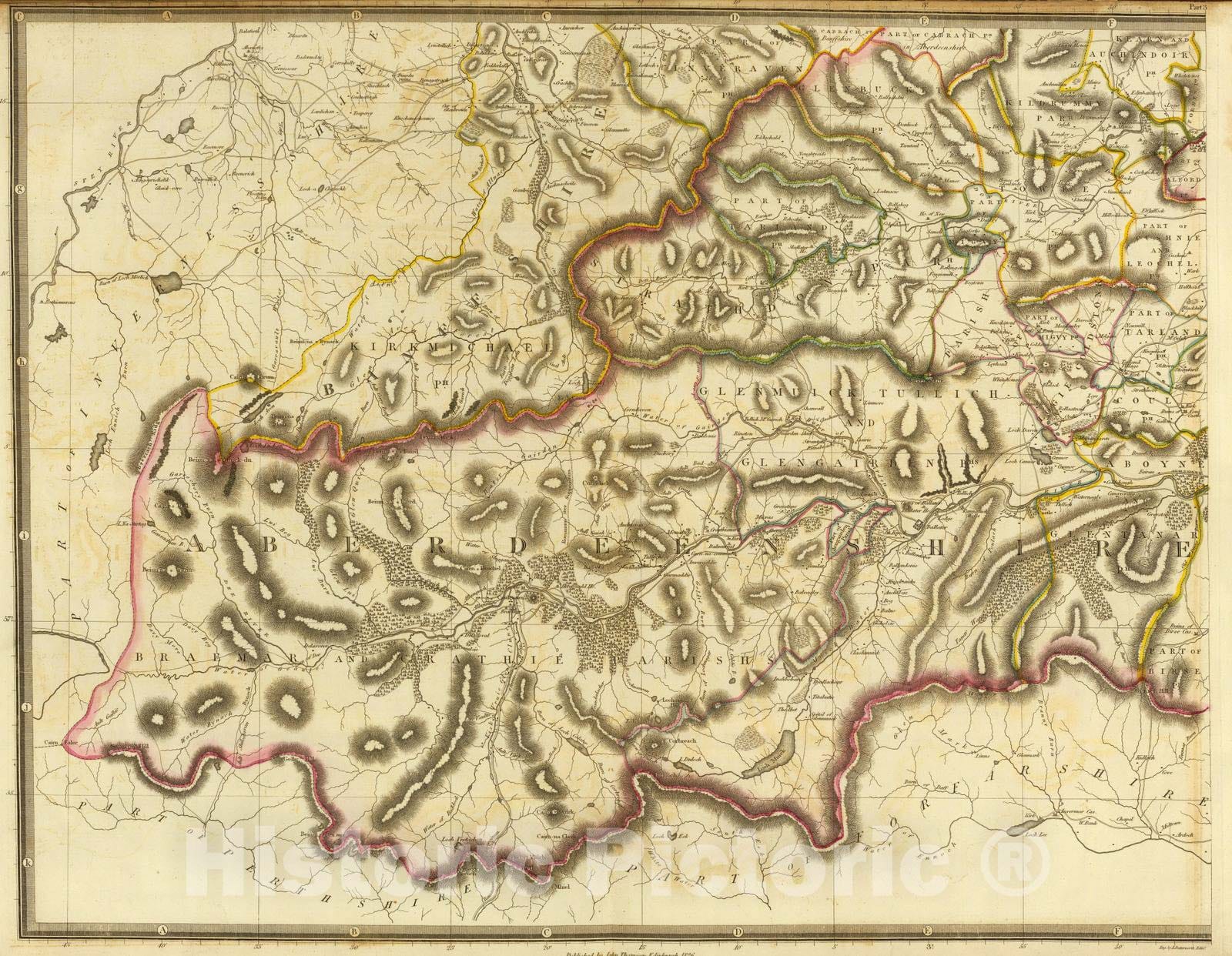 Historic Map : National Atlas - 1832 Aberdeen, Banff 3 S. - Vintage Wall Art