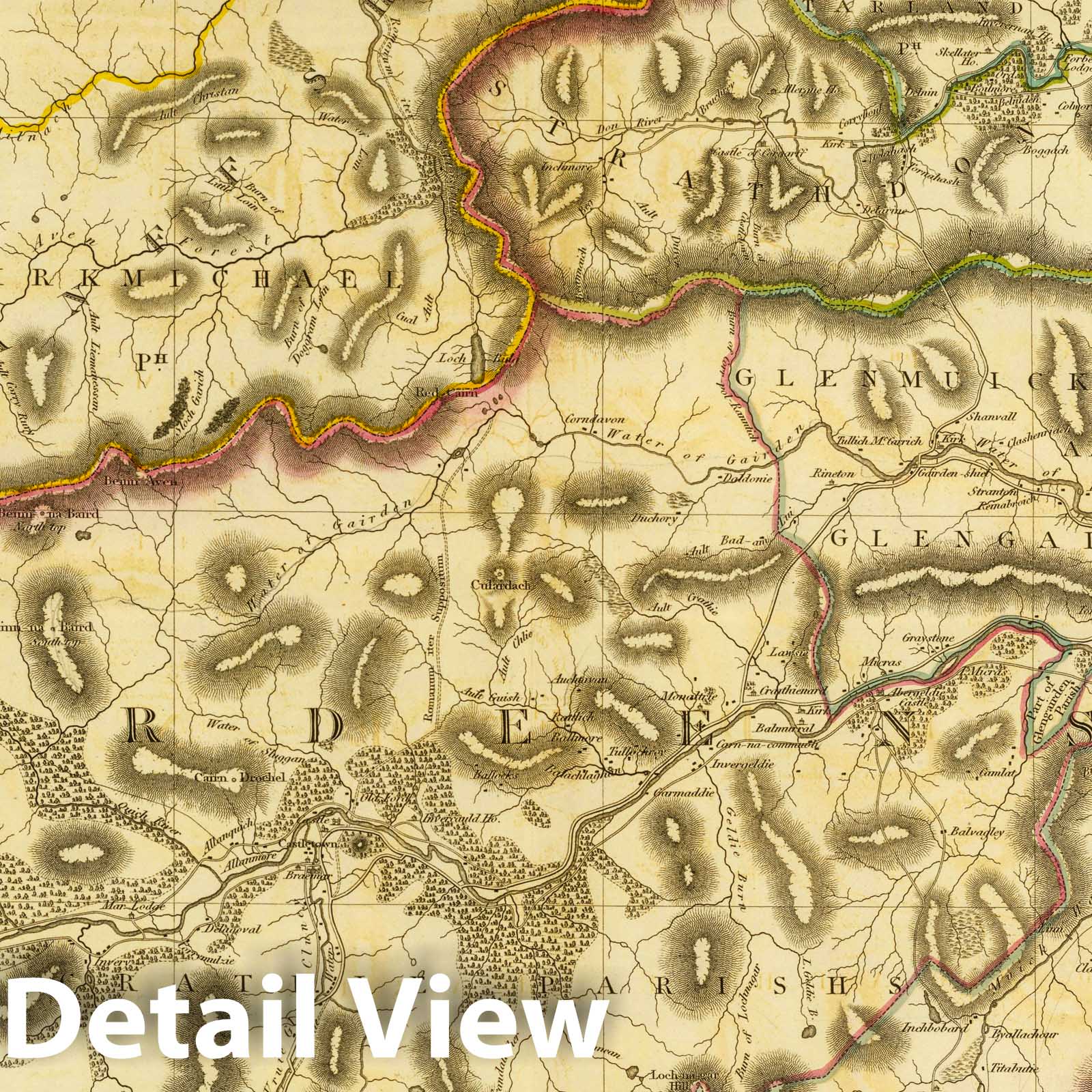 Aberdeen and Banff, Scotland - Road Map, 1832 - Historical Map Print