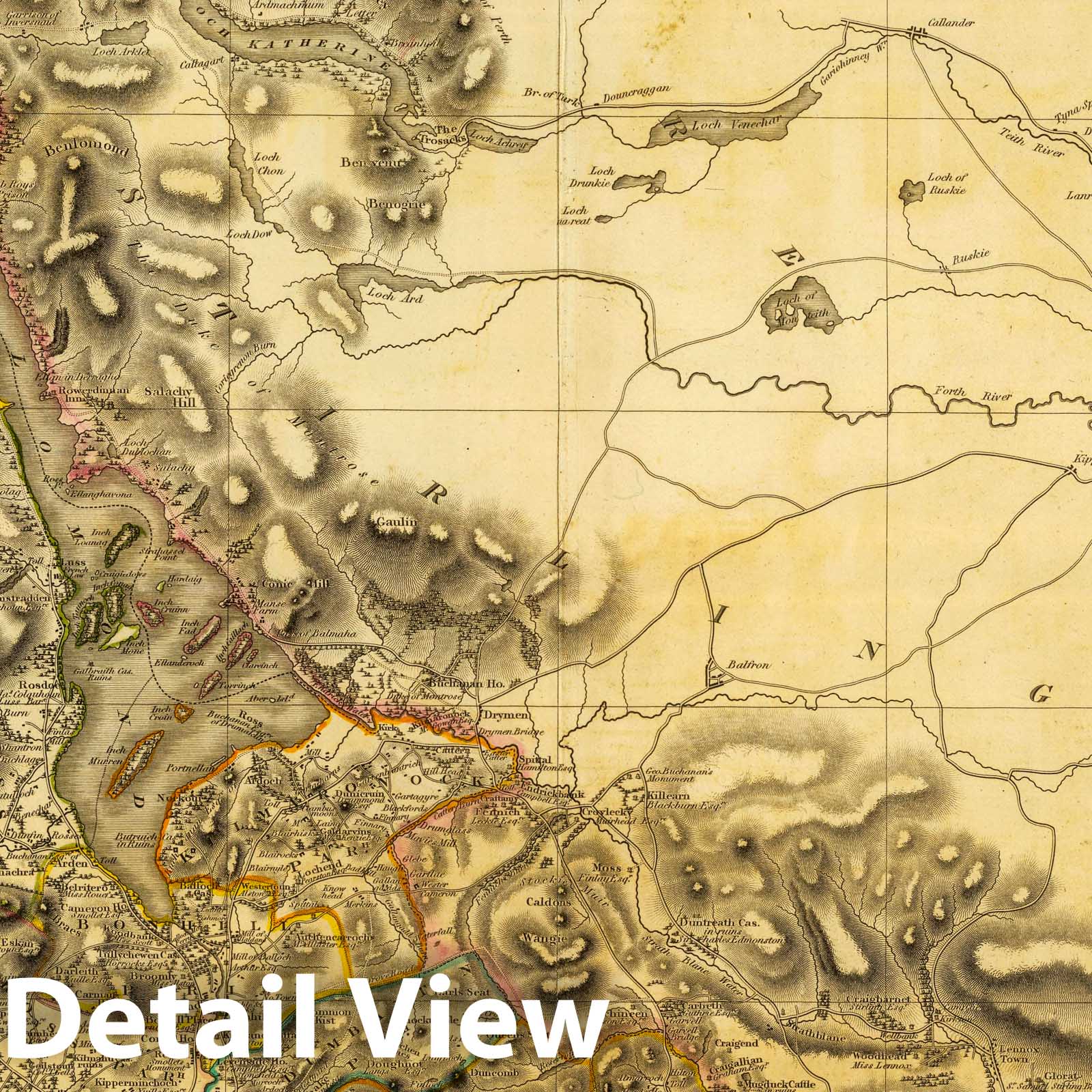 Dumbartonshire - Road Map, 1832 - Historical Map Print
