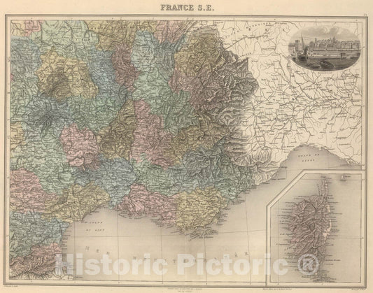 Historic Map : France, 1892 France S.E. , Vintage Wall Art
