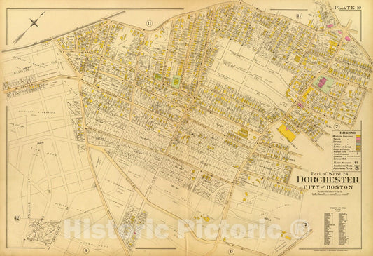 Historic Map : City Atlas - 1899 10. Ward 24 Dorchester. - Vintage Wall Art