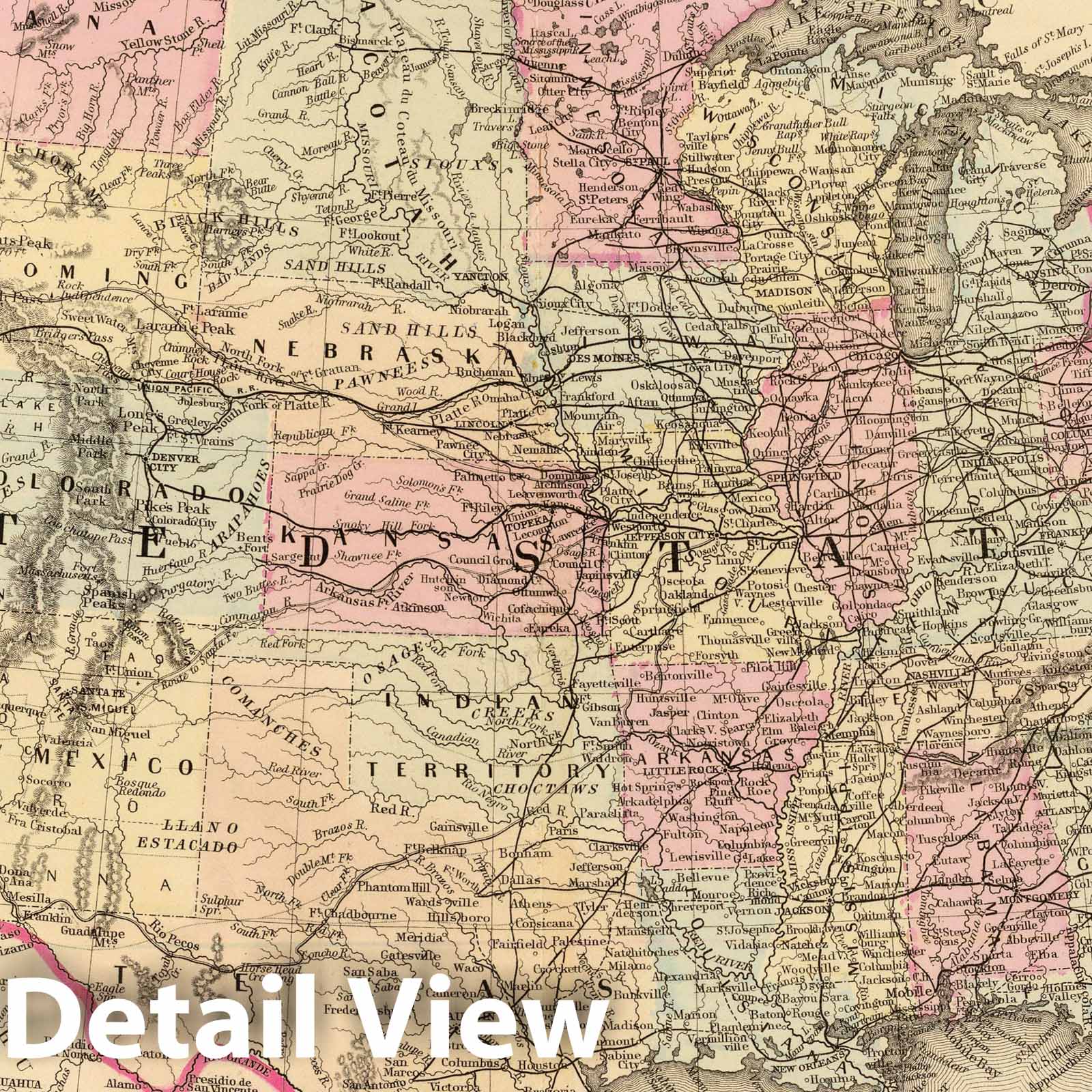 United States, Canada, and Newfoundland - River Map, 1880 - Historical Map Print