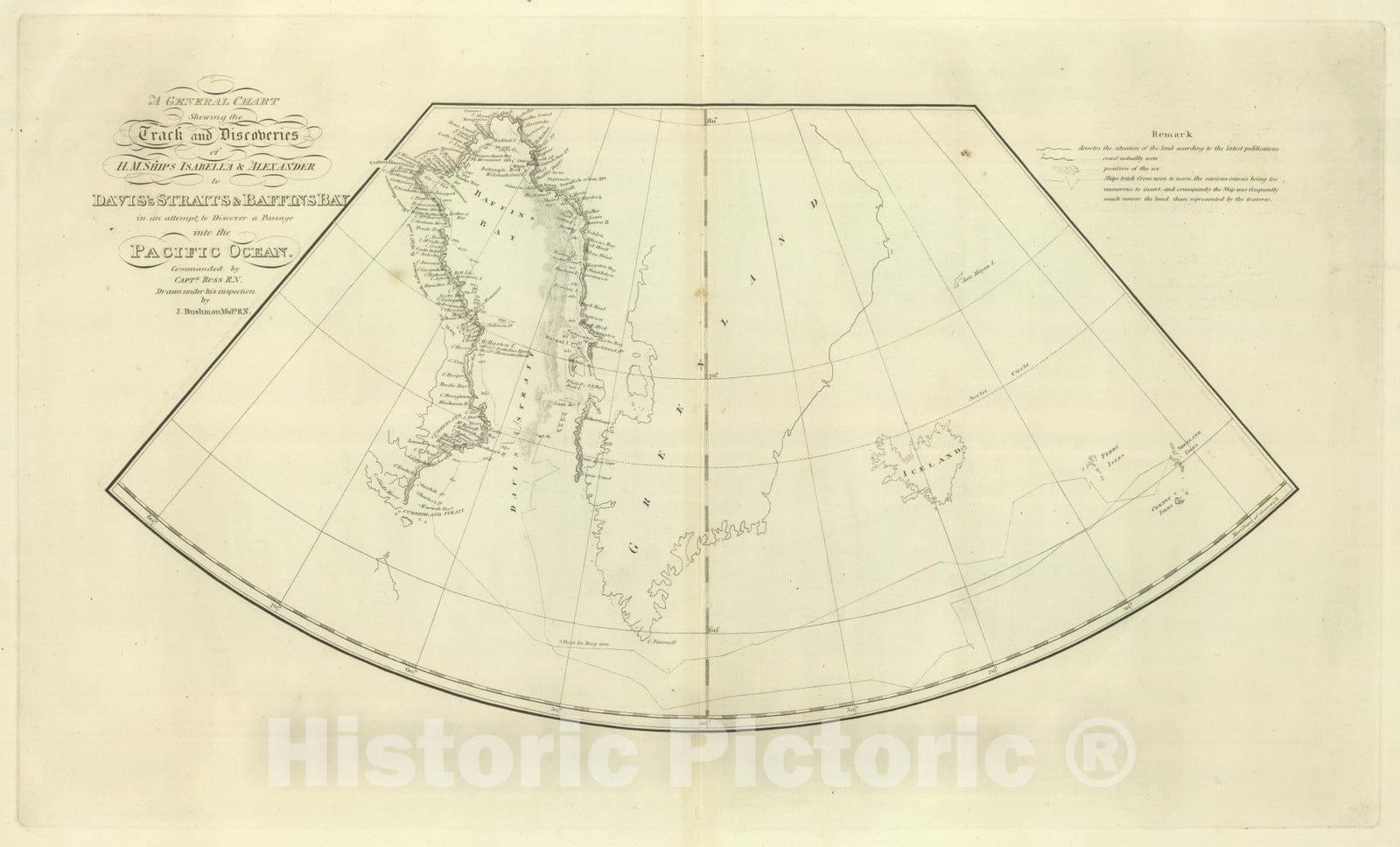 Historic Map : 1824 A General Chart, Davis Straits & Baffin Islands Bay. - Vintage Wall Art