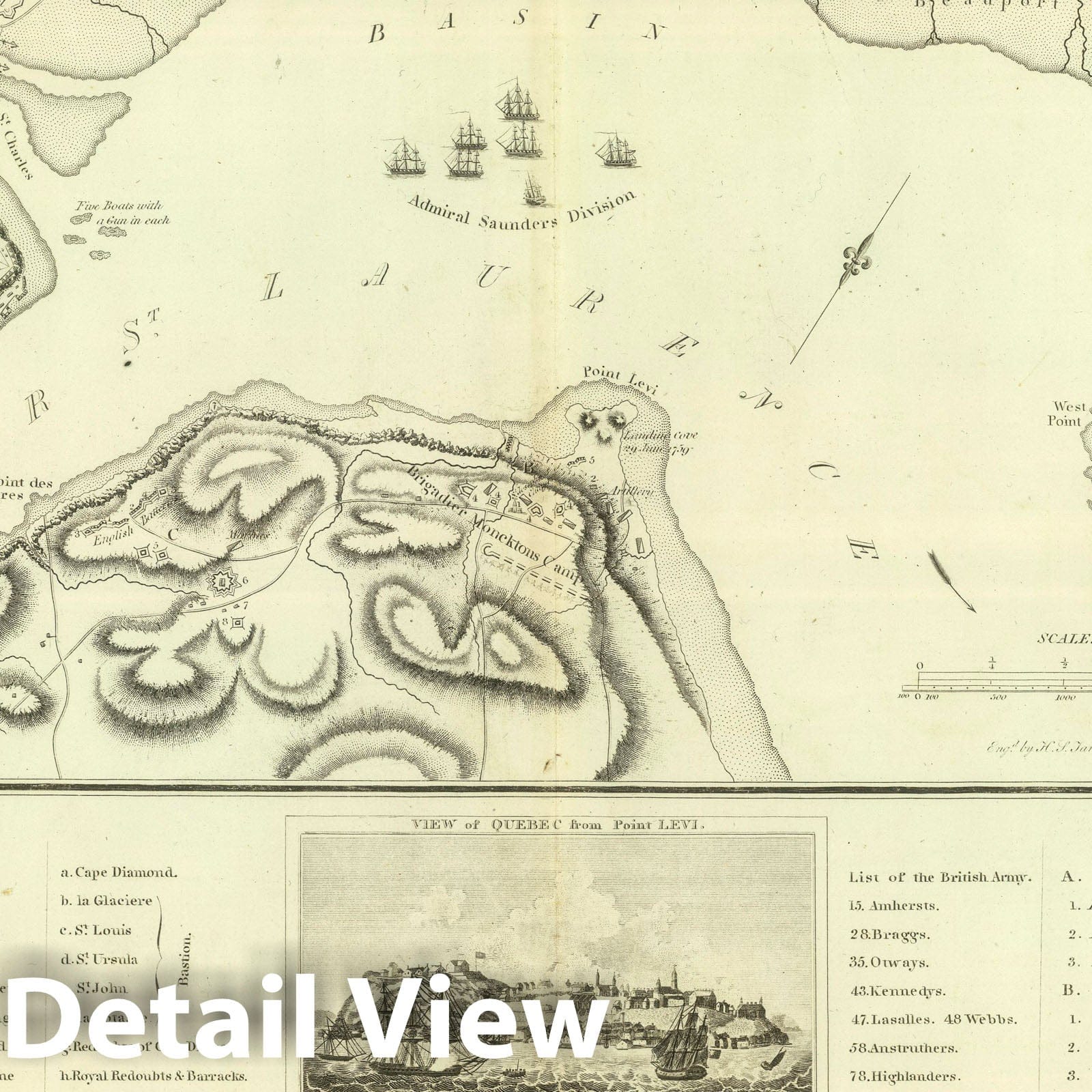 Quebec and Adjacent Country - Siege of 1759 Historical Map Print