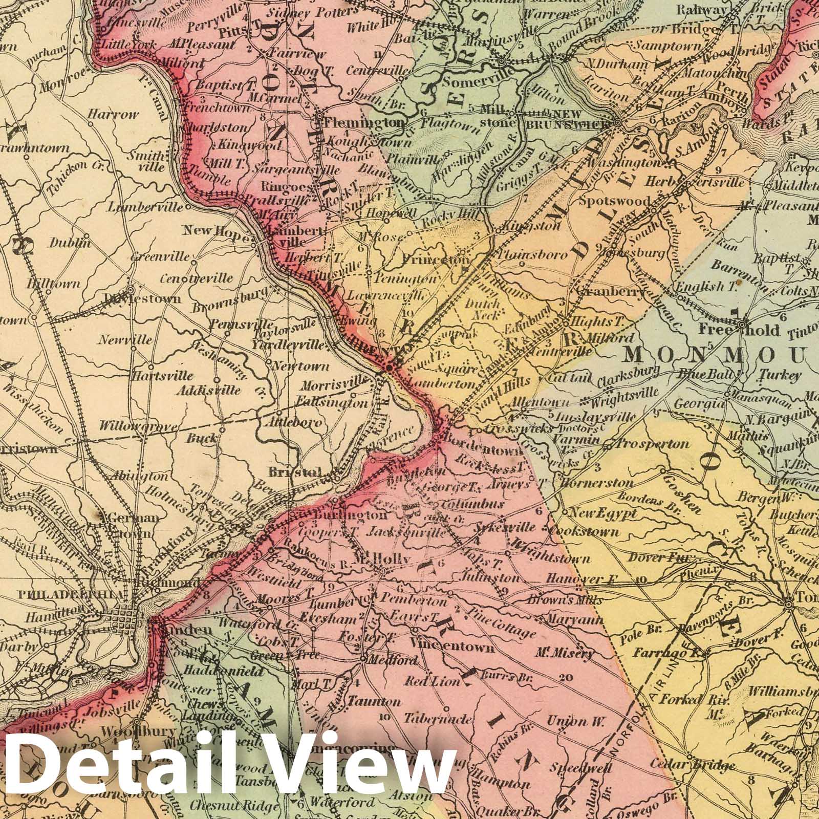 1859 New Jersey Railroad Map - Charles Desilver Historical Atlas Print