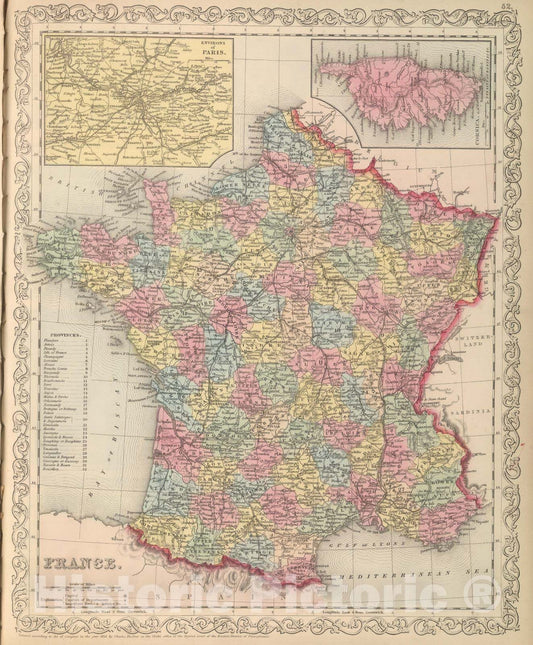 Historic Map : 1859 France. v2 - Vintage Wall Art