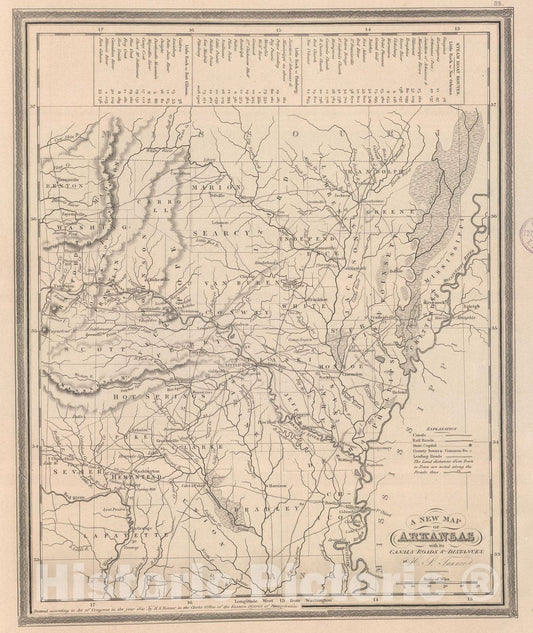 Arkansas - Railroad Map, 1848 - Historical Map Print