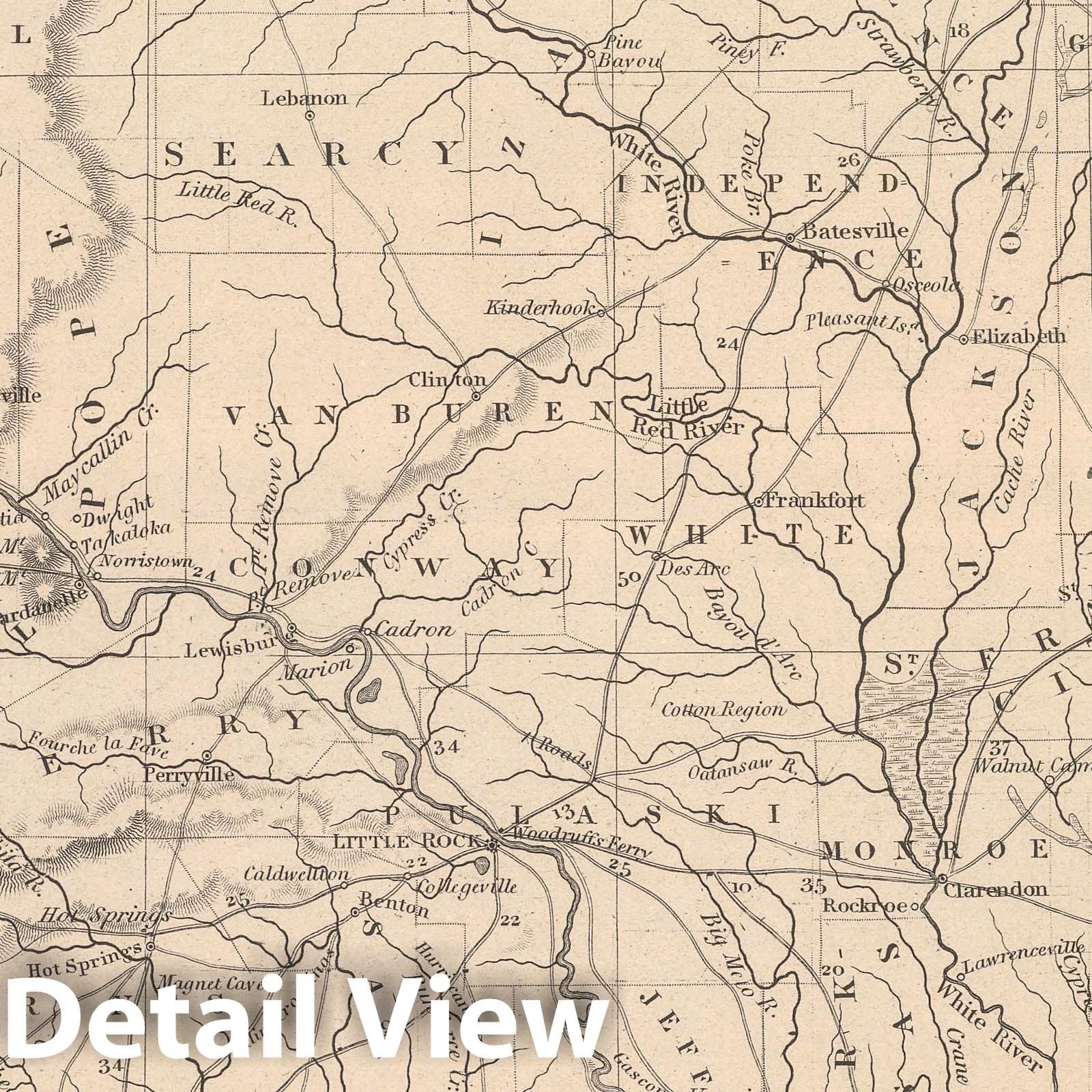 Arkansas - Railroad Map, 1848 - Historical Map Print