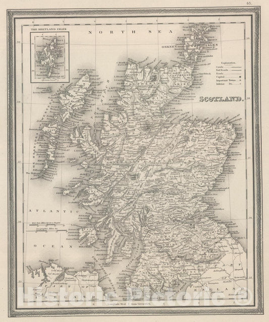 Scotland, 1848 - Historical Map Print from Mitchell's Universal Atlas