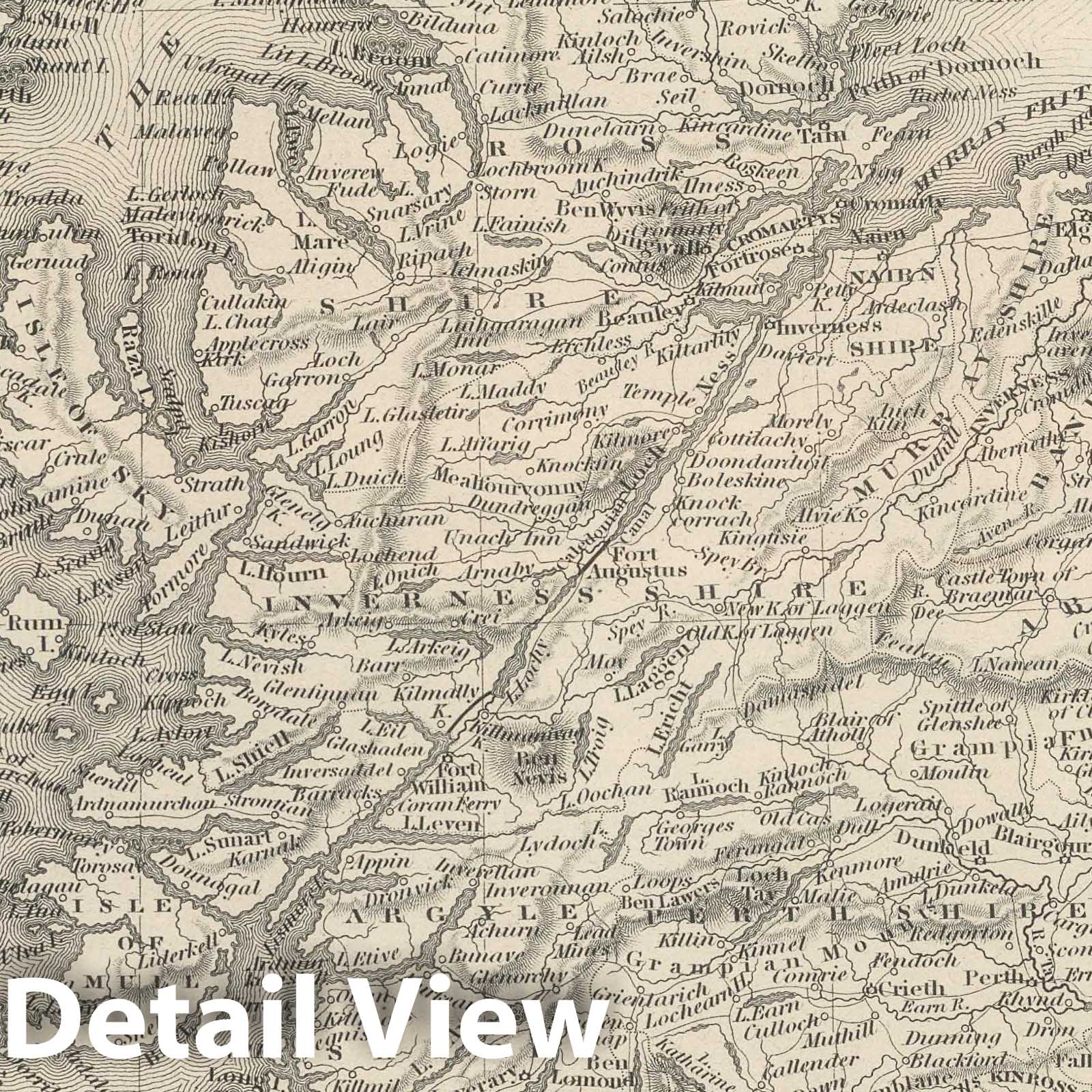 Scotland, 1848 - Historical Map Print from Mitchell's Universal Atlas