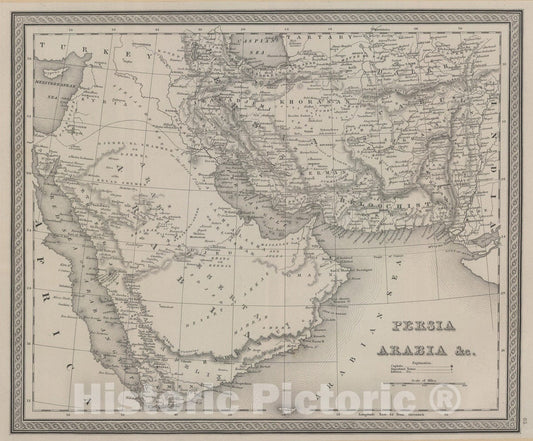 Historic Map : 1848 Persia and Arabia. - Vintage Wall Art