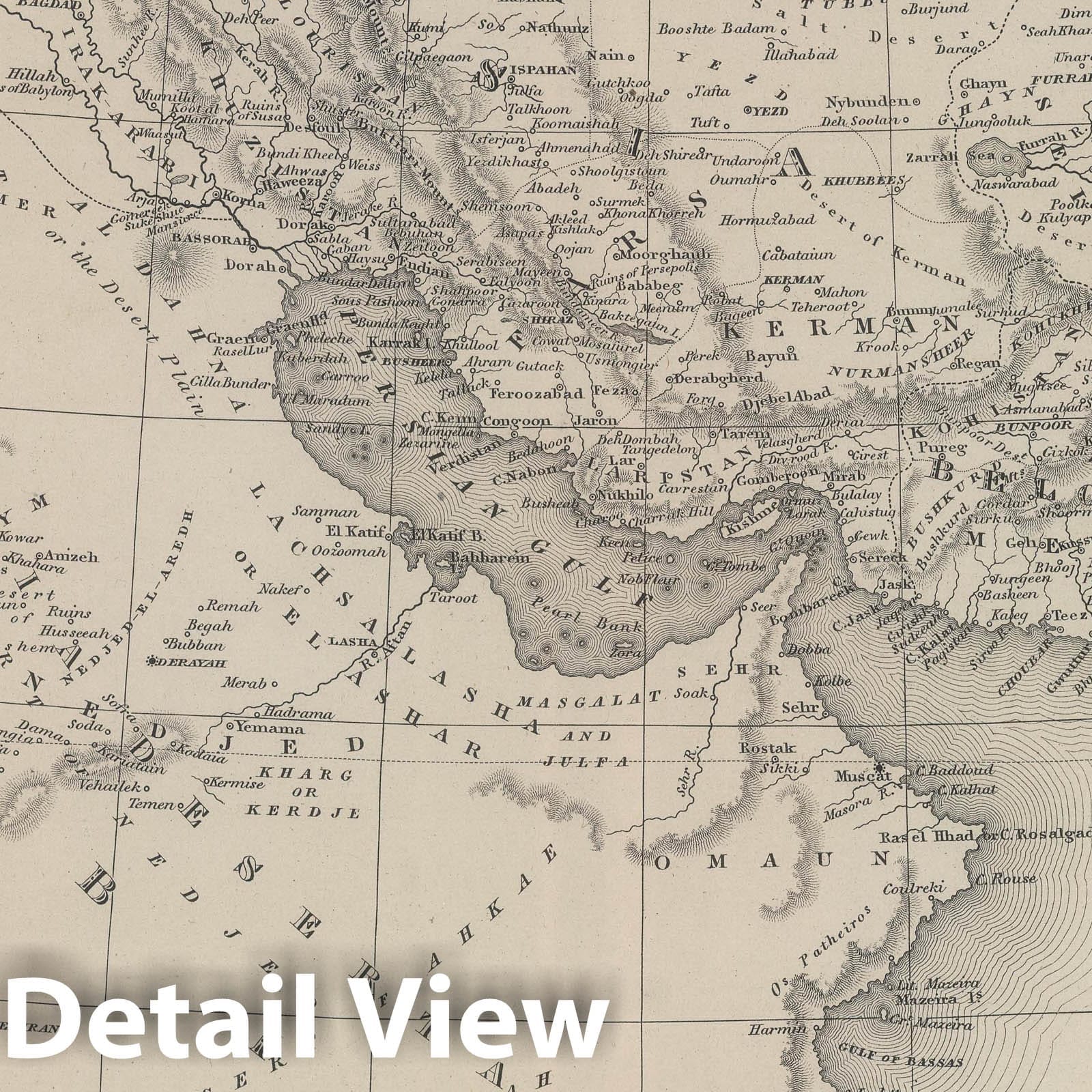 Persia and Arabia, 1848 - Historical Map Print