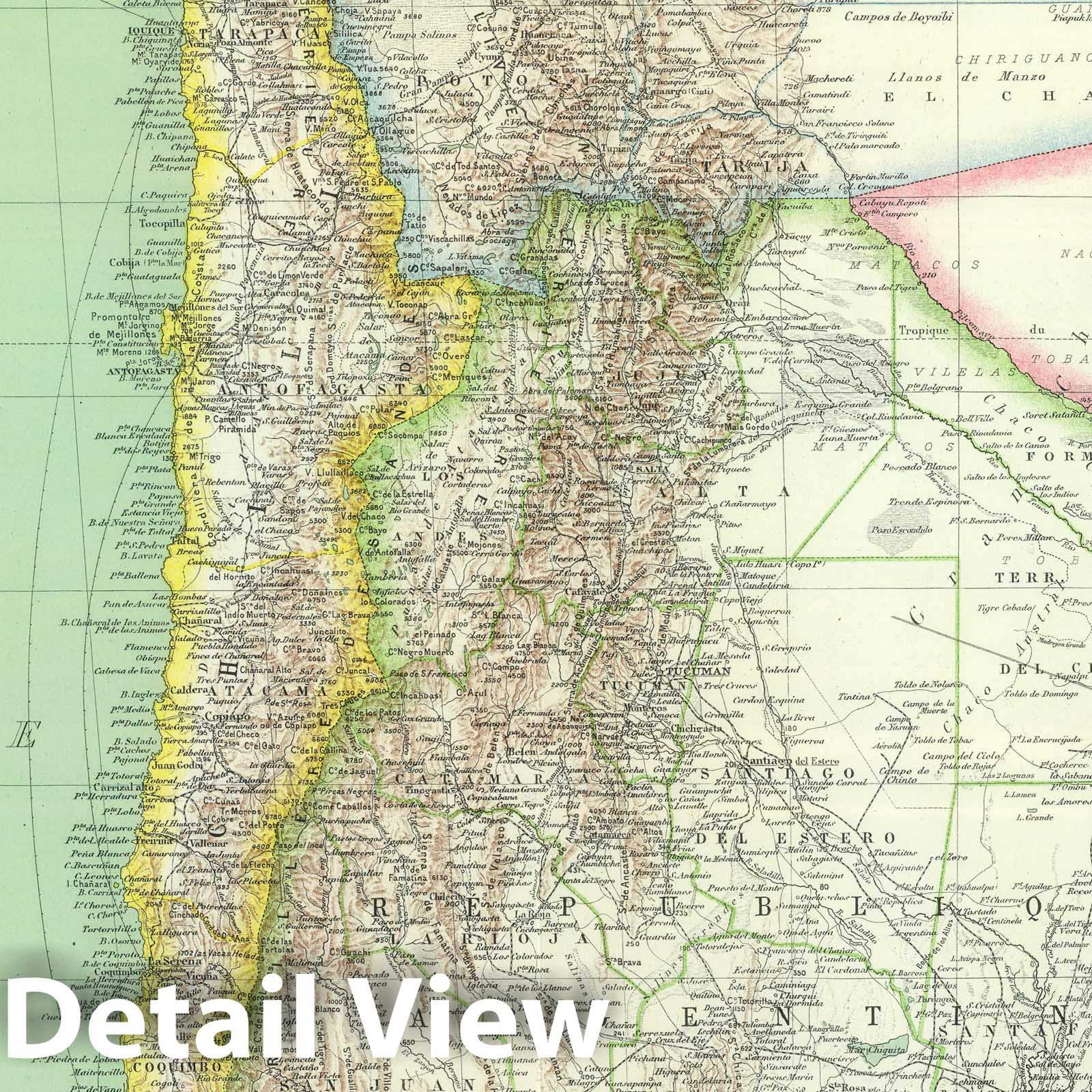 Northern Chile and Argentina - Boundary Map, 1930 - Historical Map Print