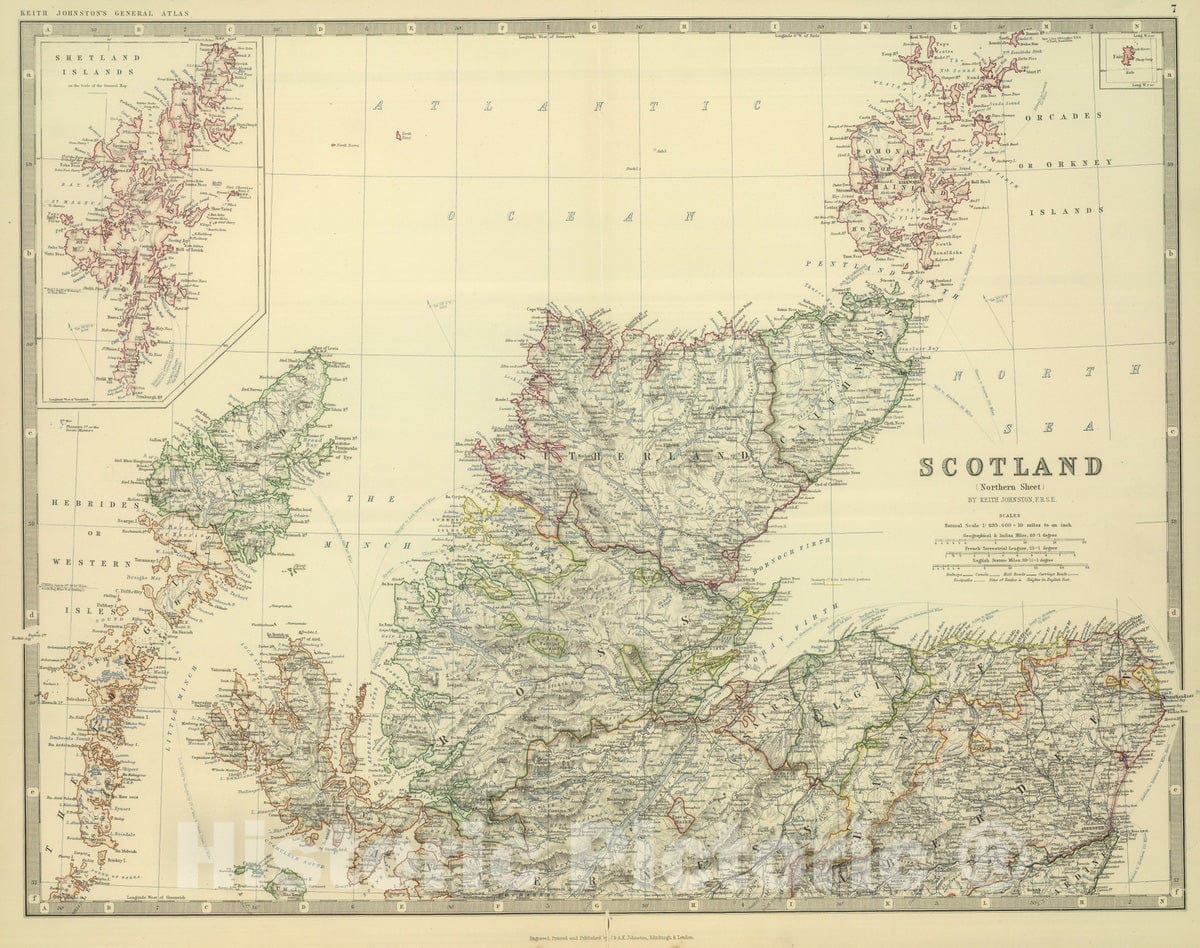 Historic Map : 1879 Scotland (northern sheet). - Vintage Wall Art