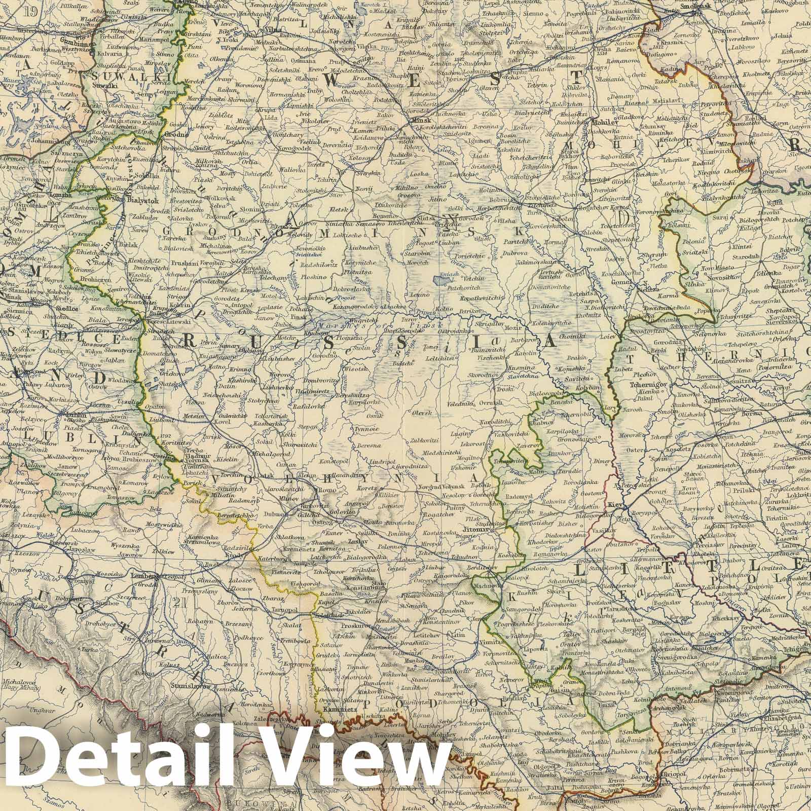 South-West Russia and Poland, 1879 - Historical Map Print