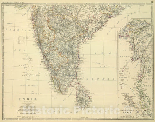 Historic Map : 1879 India (southern sheet). - Vintage Wall Art