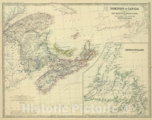 Historic Map : 1879 Eastern Canada. - Vintage Wall Art