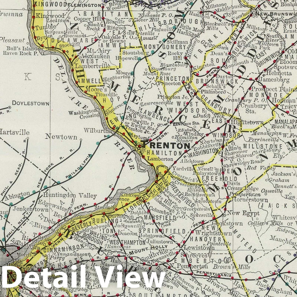 Historic Map : National Atlas - 1889 New Jersey. - Vintage Wall Art