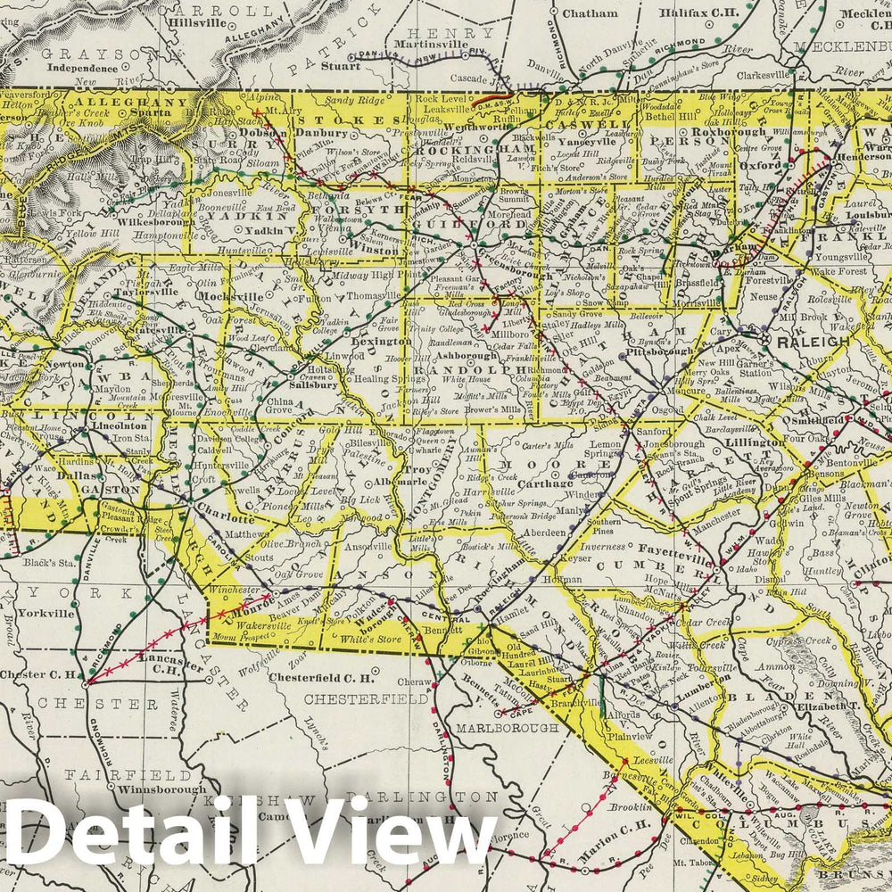 Historic Wall Map : National Atlas - 1889 North Carolina. - Vintage Wall Art