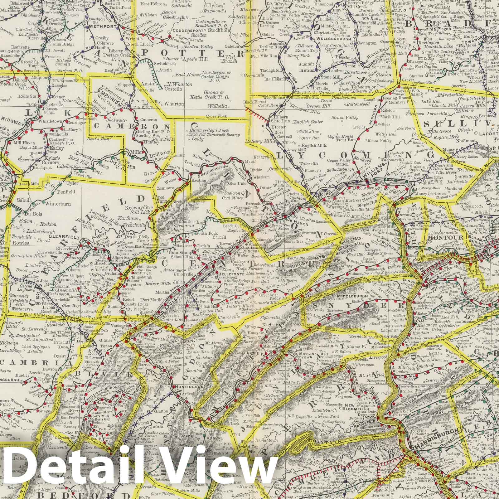 Pennsylvania - Railroad Map, 1889 - Historical Map Print