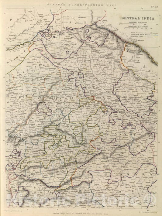 Historic Map : 1848 Central India. - Vintage Wall Art