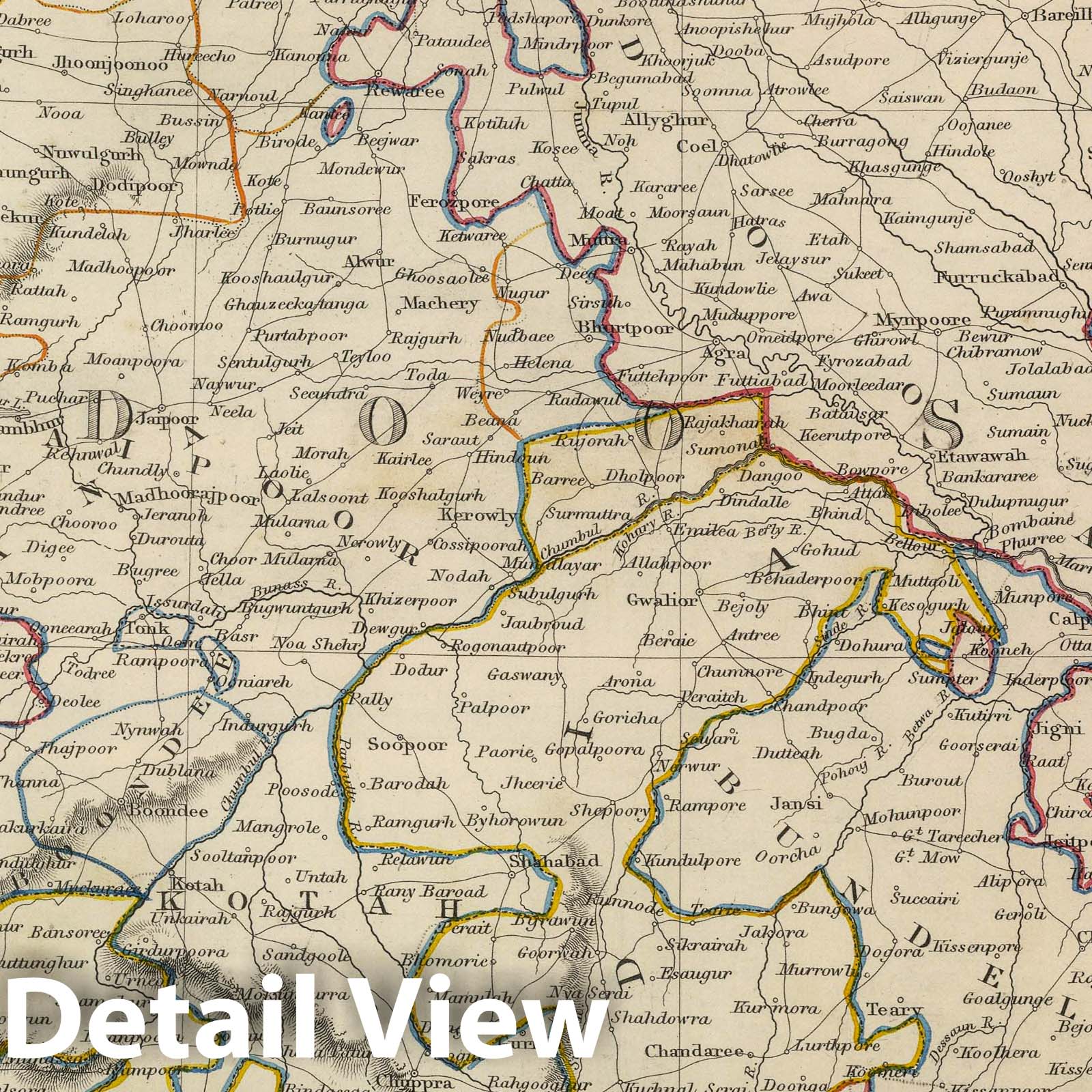 Central India, 1848 - Historical Map Print from Sharpe's Corresponding Atlas