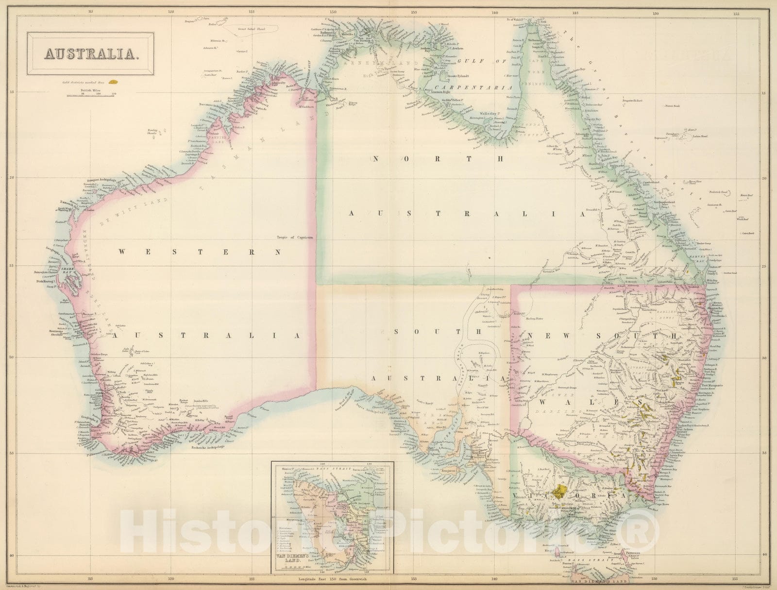 Historic Map : 1854 Australia : Vintage Wall Art