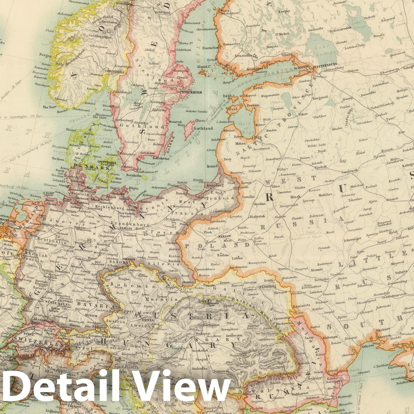 Europe 1910 Historical Map Print - Johnston Atlas Plate