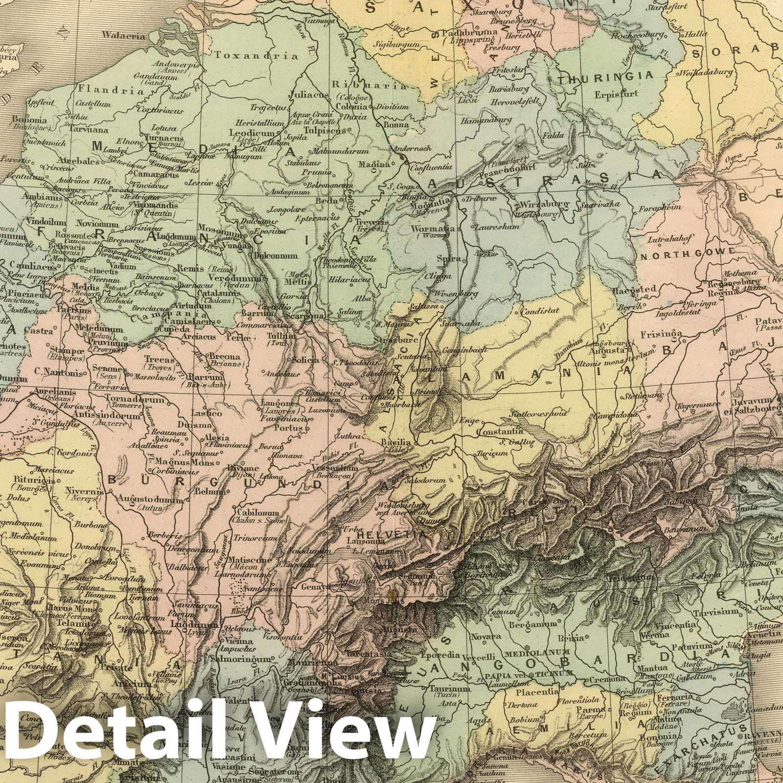 Empire of Charlemagne - Railroad Map, 1892 - Historical Map Print