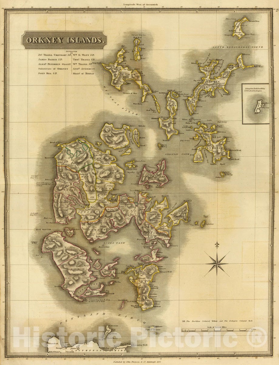 Orkney Islands - Road Map, 1832 - Historical Map Print