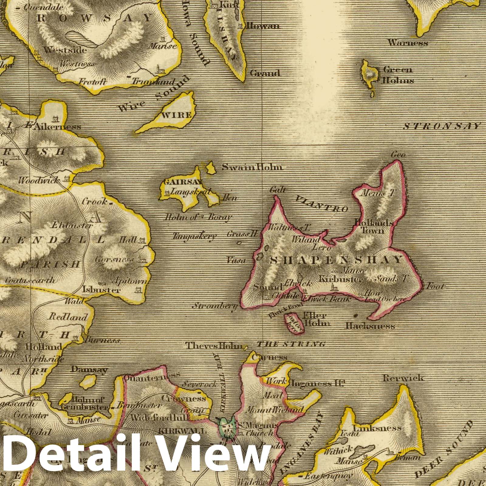 Orkney Islands - Road Map, 1832 - Historical Map Print