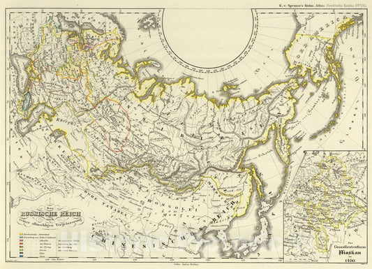 Historic Map : Russia, 1862 Das russische Reich nach seiner allmaehligen Vergrosserung. , Vintage Wall Art