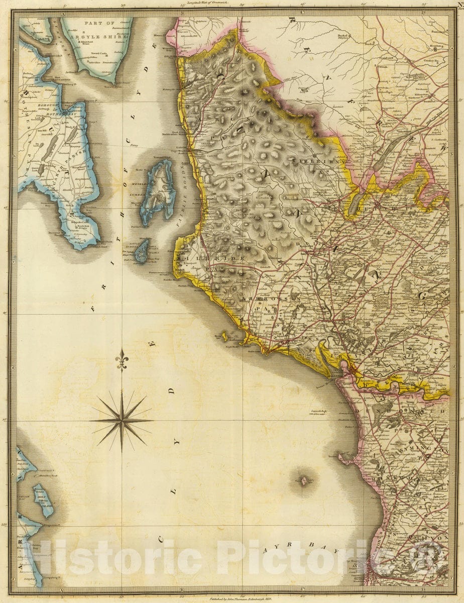 Historic Map : National Atlas - 1832 Ayrshire 1 N. - Vintage Wall Art