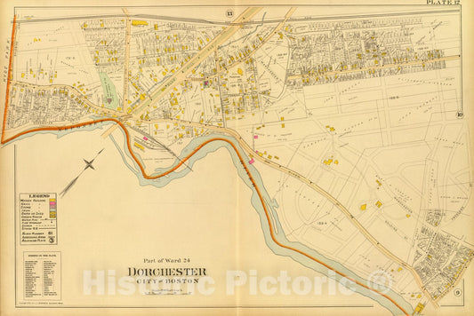 Historic Map : City Atlas - 1899 12. Ward 24 Dorchester. - Vintage Wall Art