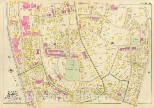 Historic Map : City Atlas - 1895 35. Wards 19, 21-22. - Vintage Wall Art