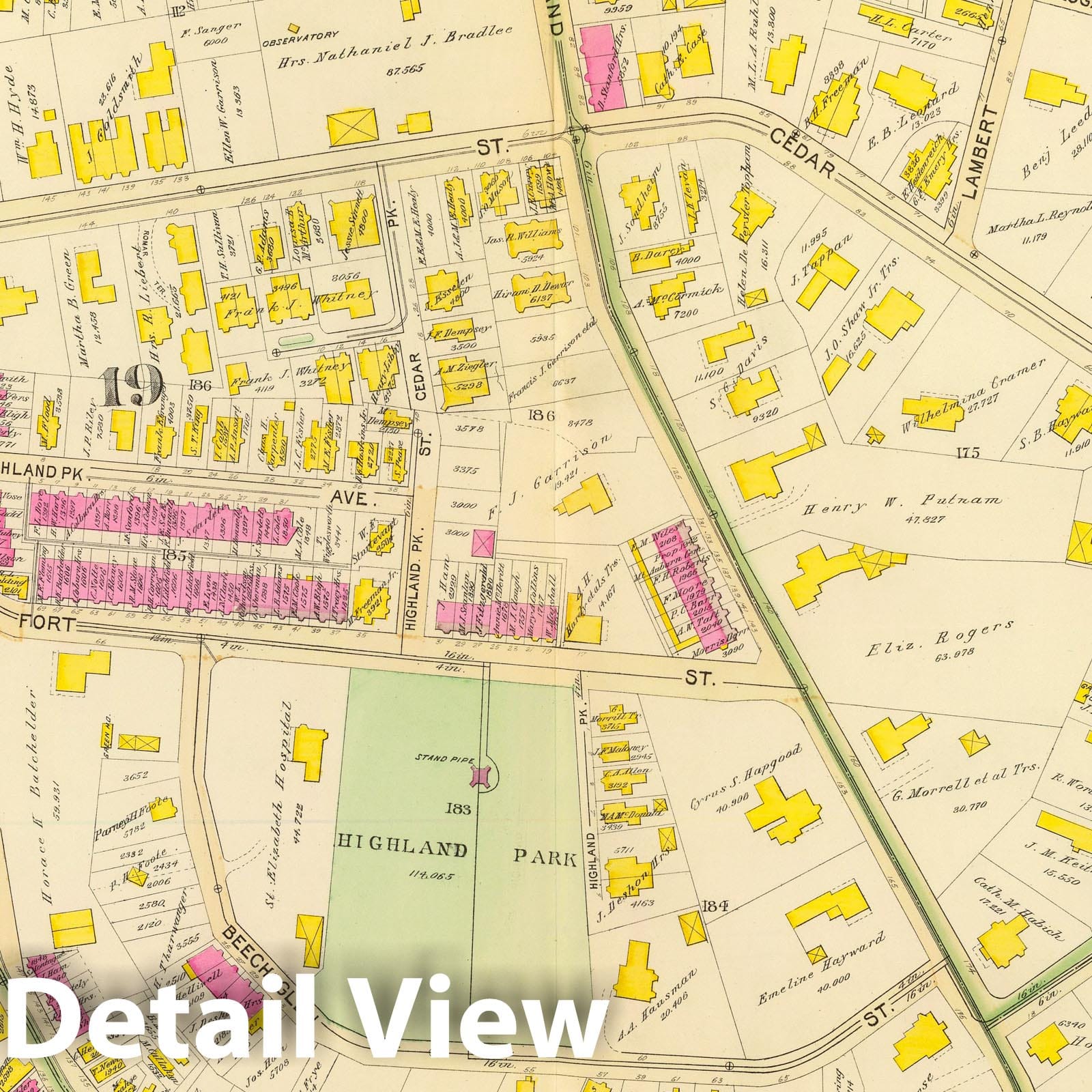 Boston, Wards 19, 21, and 22, Massachusetts, 1895 - Historical Map Print