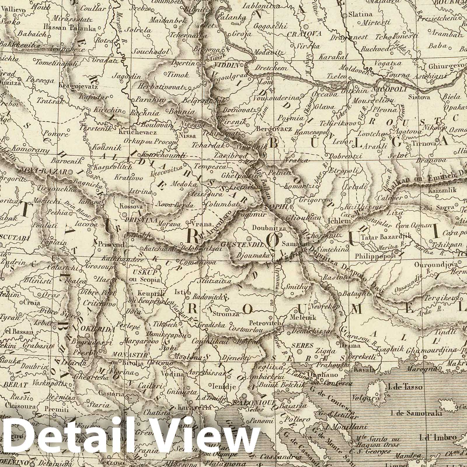 European Turkey and Greece - River Map, 1837 - L'Univers Atlas