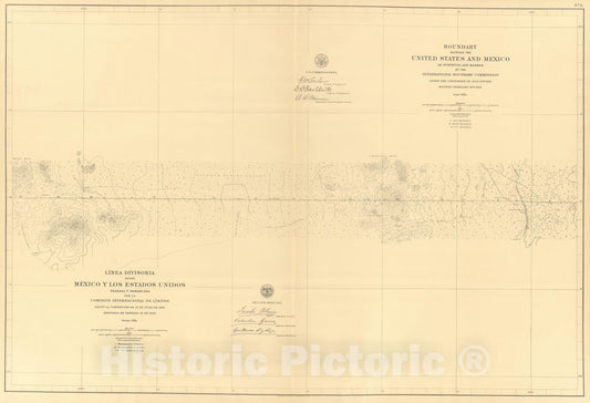 Historic Map : Mexico, Northern Mexico 1901 Linea Divisoria Entre Mexico Y Los Estados Unidos. No. 6. , Vintage Wall Art