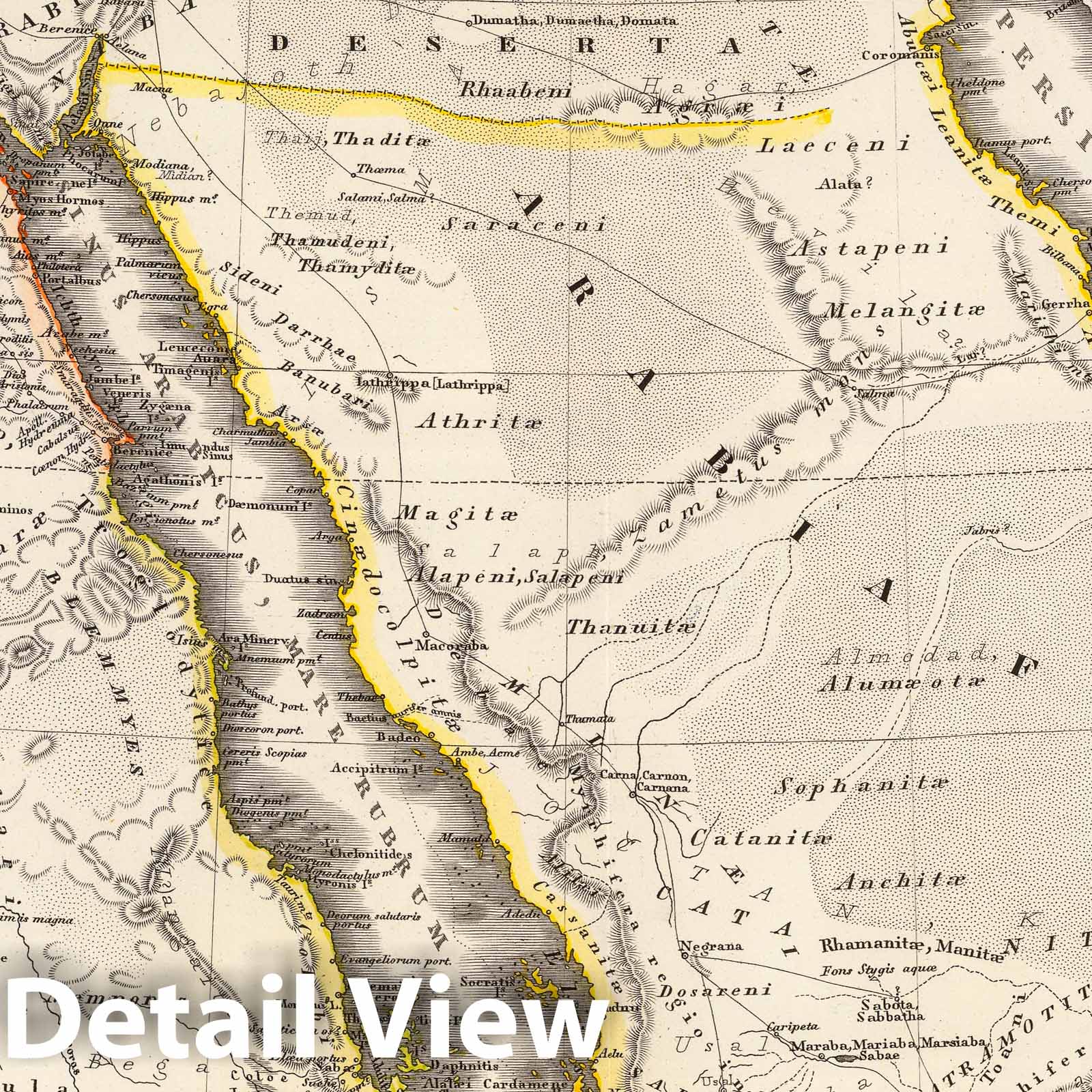 Arabia, Ethiopia, and Egypt, 1865 - Historical Map Print